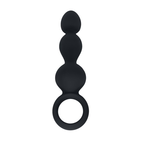 LEVELZ BEADED SILICONE ANAL PROBE WITH LOOP BLACK 