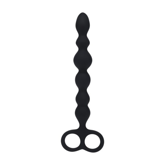 LEVELZ BEADED SNAKE SILICONE ANAL PROBE WITH LOOP BLACK