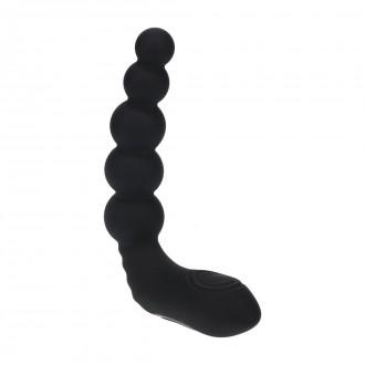 LEVELZ VIBRATING HEATING BENDABLE TAPPING BEADED SILICONE PROSTATE STIMULATOR BLACK 