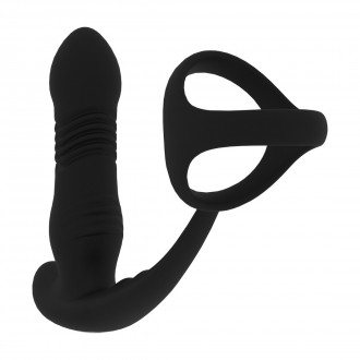 LEVELZ VIBRATING AND THRUSTING SILICONE PROSTATE MASAGER WITH TRI O COCKRING BLACK