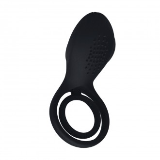 ANILLO VIBRADOR PARA PENE Y TESTÍCULOS CON ESTIMULADOR CON ALAS - NEGRO