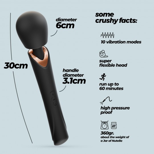 HOLLY VIBROMASSEUR WAND RECHARGEABLE NOIR CRUSHIOUS