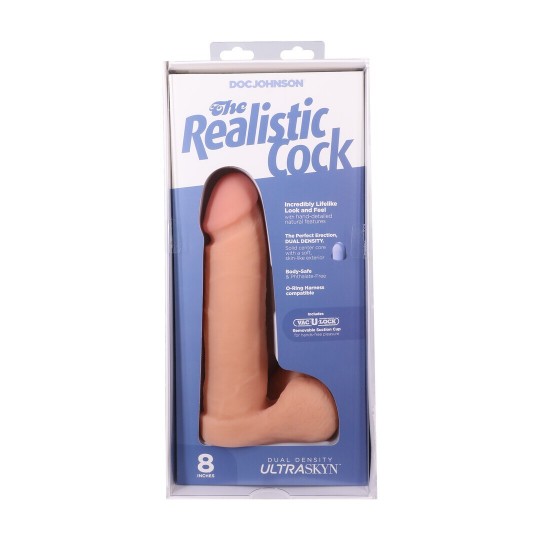 DILDO REALISTICO CON TESTICOLI ULTRASKYN CON VA-U-LOCK 8 /20 CM VANILLA DOC JOHNSON