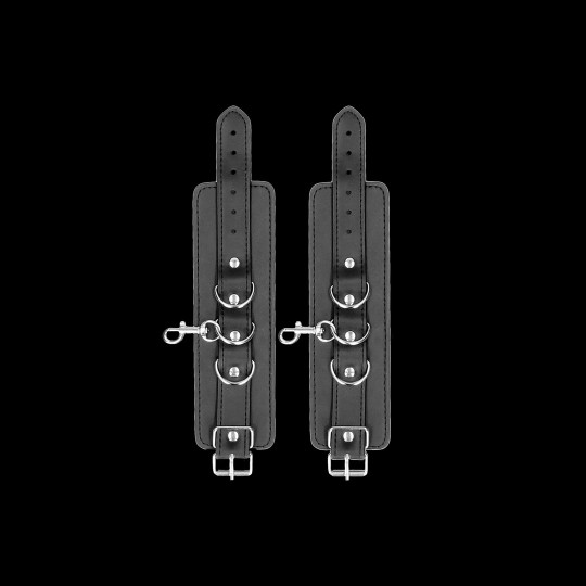 ALGEMAS PARA OS PULSOS E TORNOZELOS OUCH! LEATHER HAND AND LEG CUFFS PRETAS