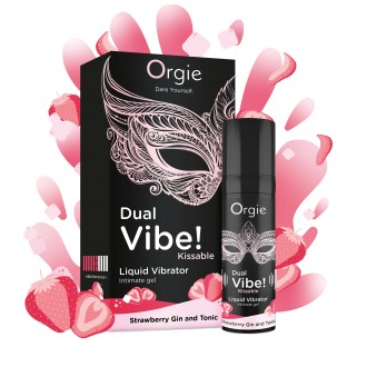 VIBRADOR LÍQUIDO COM SABOR A GIN TÓNICO DE MORANGO DUAL VIBE 15ML ORGIE