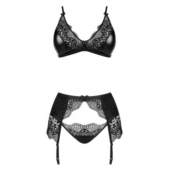 ENSEMBLE DE 3 PIÈCES OBSIDIAN DESIRE SET BEAUTY NIGHT FASHION NOIR