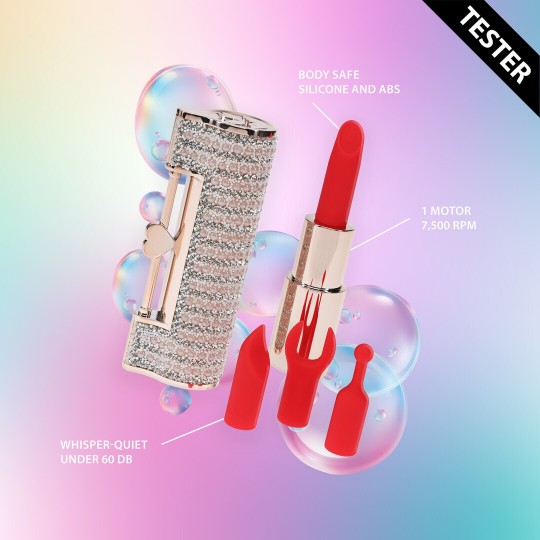 ANGEL - LIPSTICK VIBRATOR WITH 4 ATTACHMENTS - PINK - TESTER