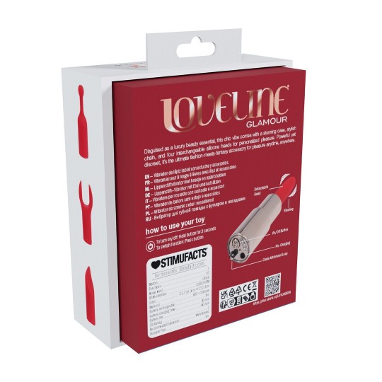 VIBRATEUR AVEC 4 ACCESSOIRES DIAMOND LIPSTICK IRIDESCENT LOVELINE