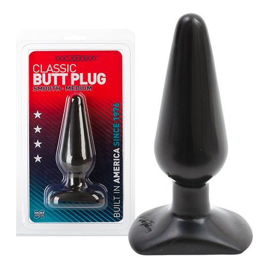 DOC JOHNSON CLASSIC BUTT PLUG BLACK MEDIUM