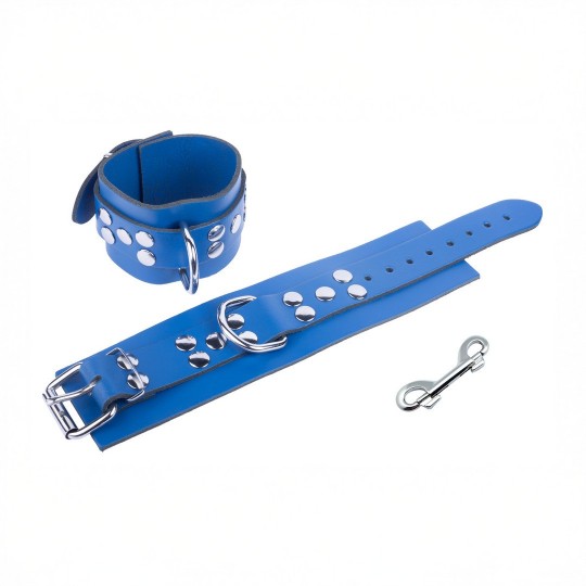 ULTRA LEATHER HANDCUFFS - BLUE