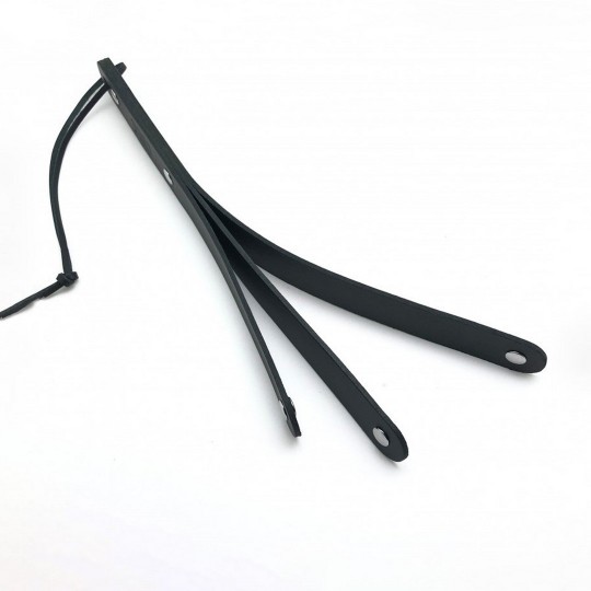 LEATHER PADDLE WITH 3 STRAPS - 39,5 CM - BLACK