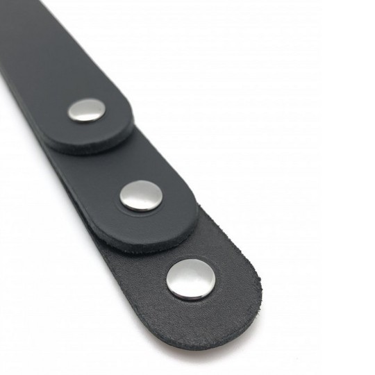 LEATHER PADDLE WITH 3 STRAPS - 39,5 CM - BLACK