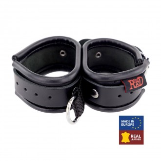 LEATHER DOUBLE HANDCUFFS - BLACK