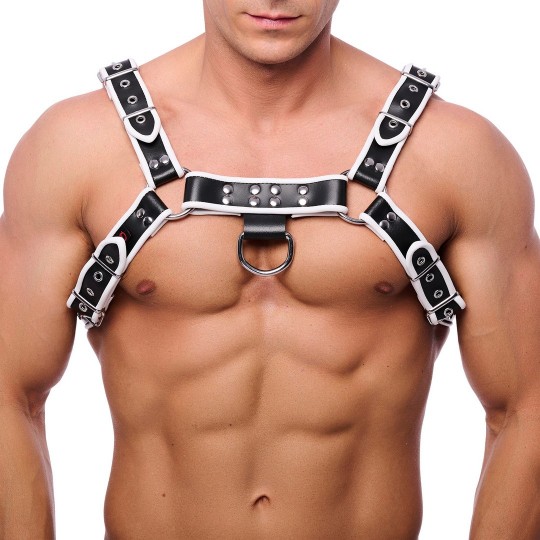 PREMIUM LEATHER HARNESS - BLACK/WHITE
