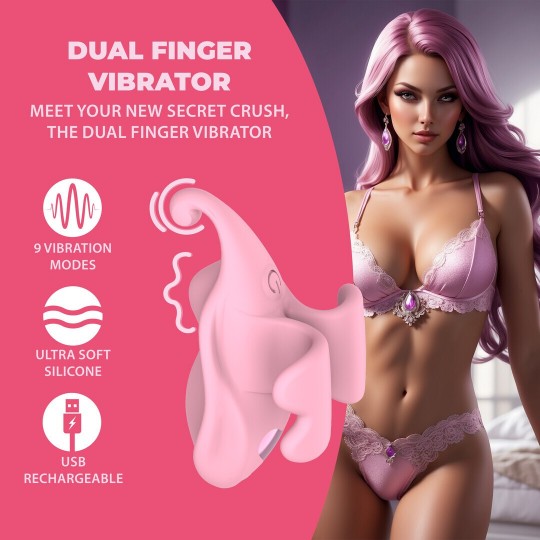 VIBRATEUR DE DOIGT FINGER DUAL ROSE LOVELINE