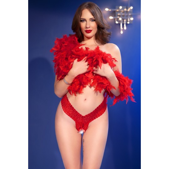 CHILIROSE CR-4885 LACE CROTCHLESS THONG RED