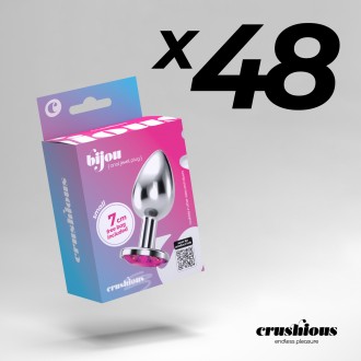 PACK OF 48 CRUSHIOUS BIJOU ANAL JEWEL PLUG PINK SMALL WITH FREE VELVETY BAG