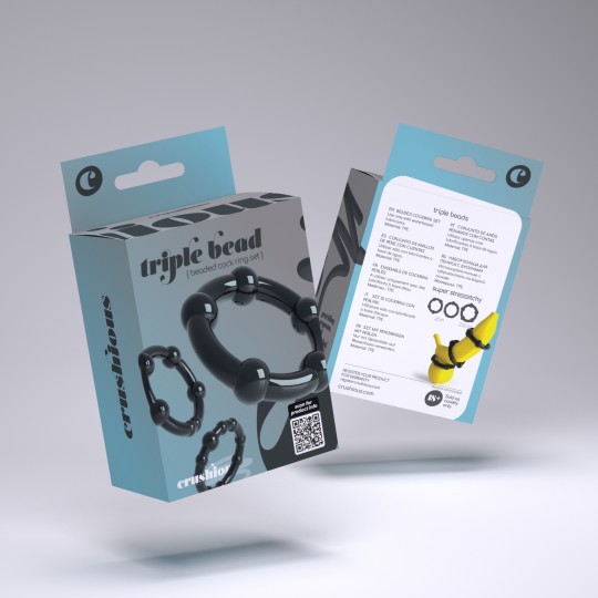 TRIPLE BEAD COCKRING SET BLACK CRUSHIOUS