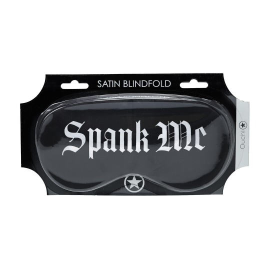 OUCH! SPANK ME PRINTED SATIN MASK BLACK