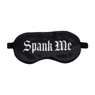 SPANK ME - PRINTED SATIN MASK - BLACK