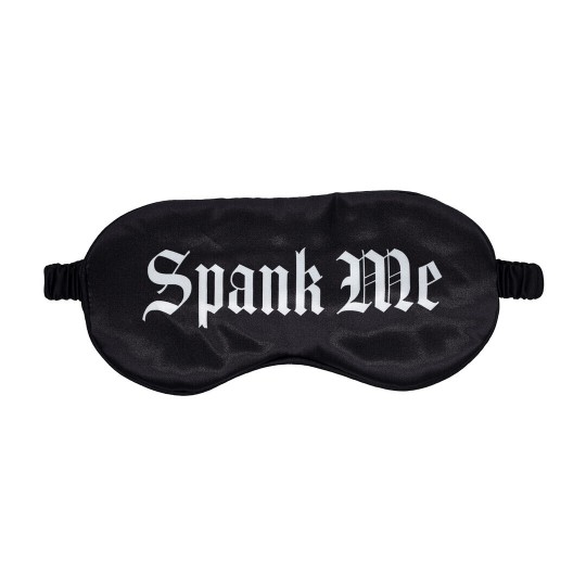 OUCH! SPANK ME PRINTED SATIN MASK BLACK