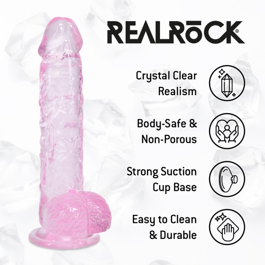 DILDO REALISTA COM TESTÍCULOS 5 /12.7 CM ROSA REAL ROCK