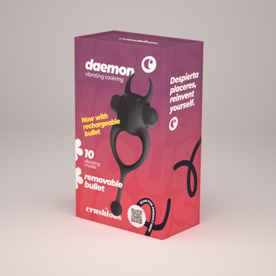 DAEMON ANNEAU PÉNIS AVEC VIBROMASSEUR RECHARGEABLE NOIR CRUSHIOUS