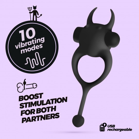 DAEMON ANILLO PARA EL PENE CON BALA RECARGABLE NEGRO CRUSHIOUS