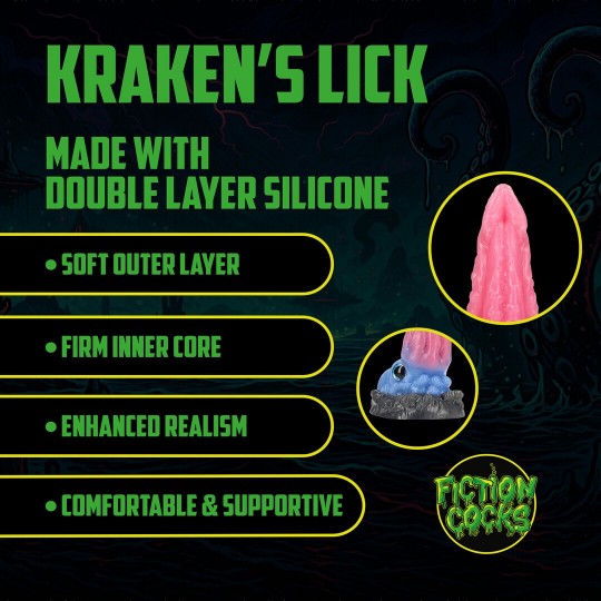 GODE MONSTER EN SILICONE KRAKEN'S LICK BLEU/ROUGE OUCH!