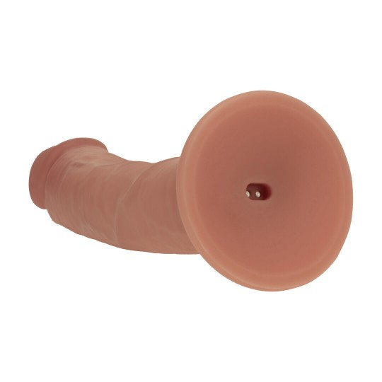 DUAL DENSITY SILICONE CURVED REALISTIC VIBRATING DILDO WITH SUCTION CUP - 8 / 20,3 CM - TAN