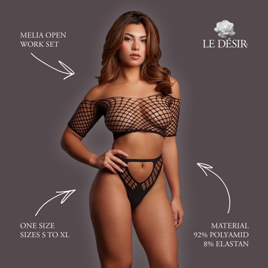 MELIA - OPEN WORK SET - ONE SIZE - BLACK