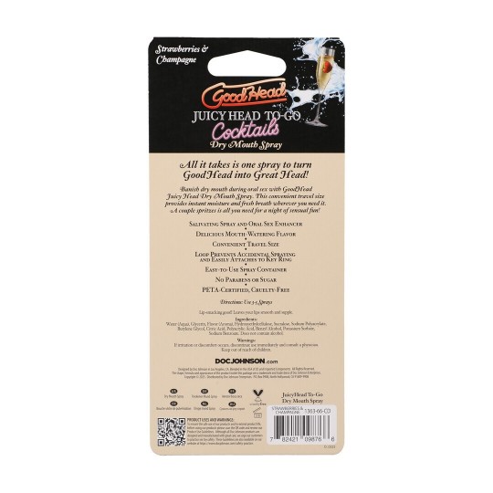 JUICY HEAD - COCKTAILS - DRY MOUTH SPRAY TO-GO - STRAWBERRIES AND CHAMPAGNE - 0.3 FL OZ / 9 ML