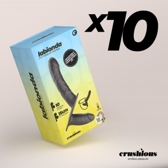 PACK OF 10 CRUSHIOUS LABIONDA DOUBLE HARNESS WITH REMOTE CONTROL