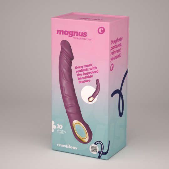VIBRADOR FLEXÍVEL MAGNUS BEND ROXO CRUSHIOUS