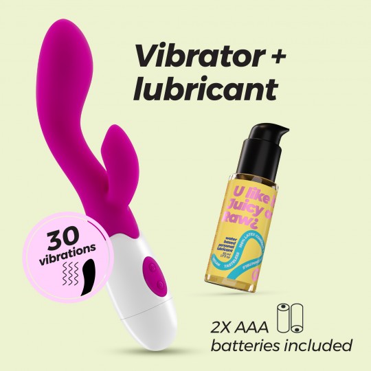 VIBRATORE CON STIMOLATORE CLITORIDEO CHERIE E LUBRIFICANTE A BASE D'ACQUA INCLUSO CRUSHIOUS