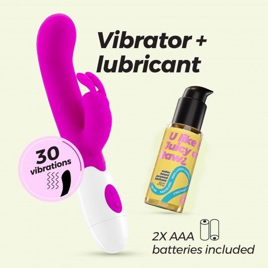 VIBROMASSEUR RABBIT JIGGLIE ET LUBRIFIANT À BASE D’EAU INCLUS CRUSHIOUS