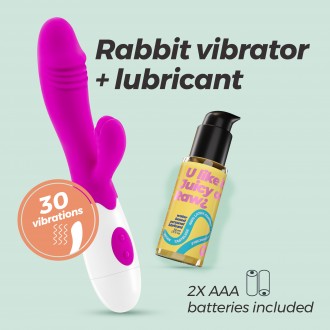  VIBRATORE CON STIMOLATORE CLITORIDEO LOLLIPOP E LUBRIFICANTE A BASE D'ACQUA INCLUSO CRUSHIOUS