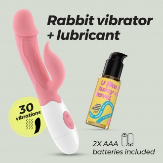 VIBROMASSEUR RABBIT MOCHI ROSE ET LUBRIFIANT À BASE D’EAU INCLUS CRUSHIOUS