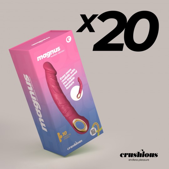 PACK DE 20 VIBRADOR FLEXÍVEL MAGNUS BEND ROSA CRUSHIOUS