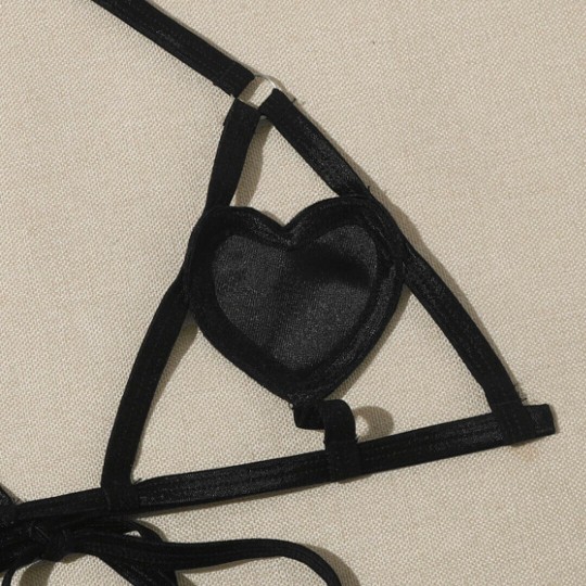 HEART SHAPED TWO PIECE HARNESS SET - BLACK