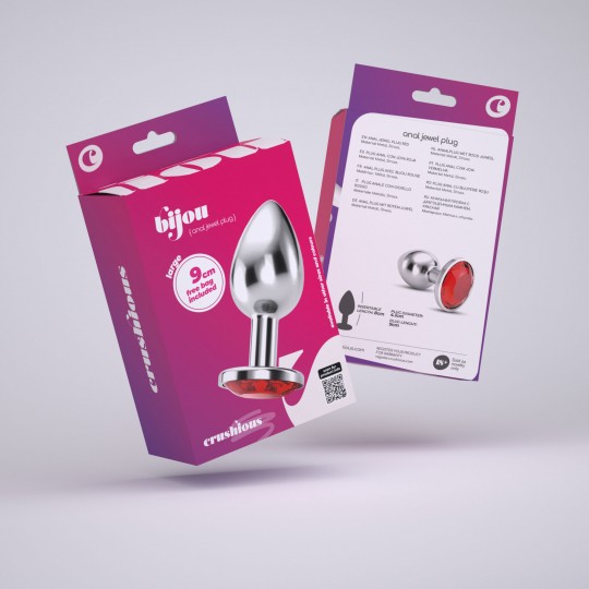PLUG ANAL JOIA BIJOU VERMELHO GRANDE CRUSHIOUS COM BOLSA AVELUDADA GRÁTIS