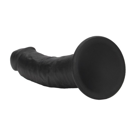 DUAL DENSITY SILICONE CURVED REALISTIC DILDO WITH SUCTION CUP - 6 / 15,5 CM - BLACK