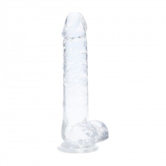 RECHARGEABLE LED DILDO WITH BALLS AND SUCTION CUP - 6 / 15 CM - TRANSPARENT
