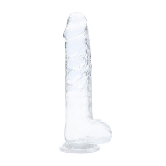 RECHARGEABLE LED DILDO WITH BALLS AND SUCTION CUP - 8 / 19 CM - TRANSPARENT