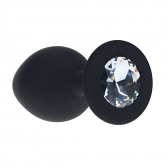 INTERCHANGEABLE DIAMOND ROUND BUTT PLUG - MEDIUM - BLACK