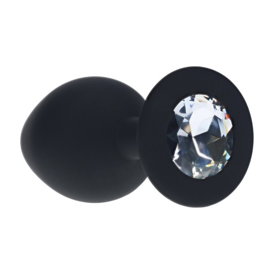 INTERCHANGEABLE DIAMOND ROUND BUTT PLUG - MEDIUM - BLACK