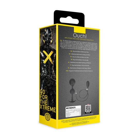 INFLATABLE SILICONE WEIGHTED ANAL PLUG - BLACK