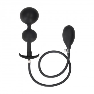 INFLATABLE SILICONE WEIGHTED ANAL PLUG - BLACK