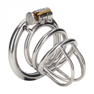 CHASTITY CAGE WITH 3 RINGS - SILVER