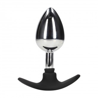 METAL ANAL PLUG WITH SILICONE HANDLE - LARGE - SILVER